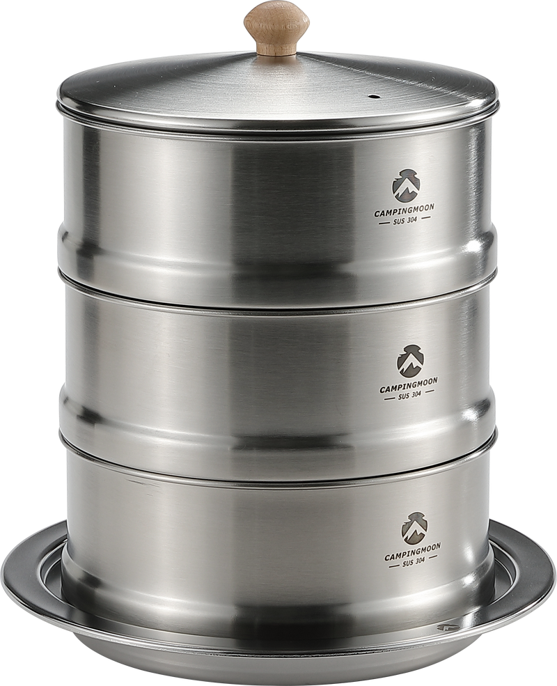 Laden Sie das Bild in Galerie -Viewer, S363 Stainless Steel Camping Steamer Set