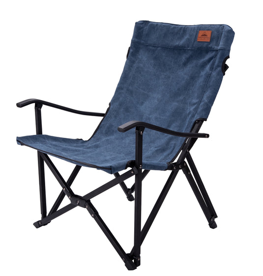 F-1003C-BL Foldable Low Camping Chair - Cotton Canvas in Blue