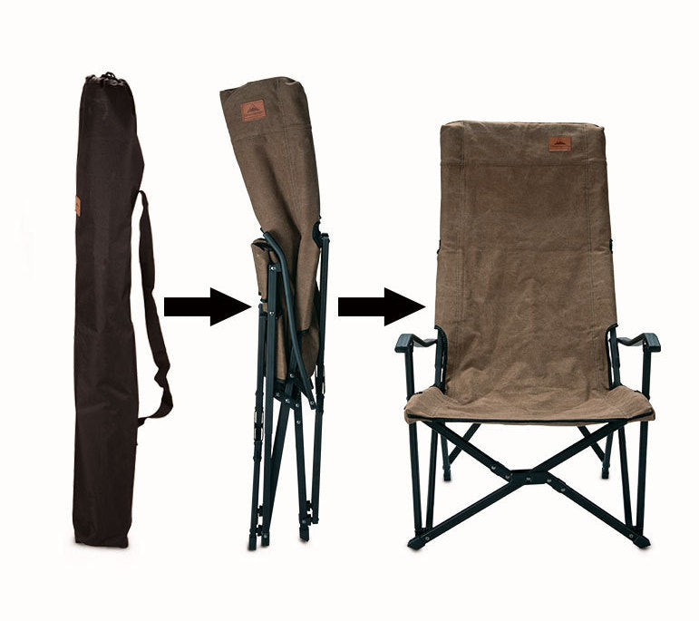 Load image into Gallery viewer, F-1002C-CF Foldable High-Back Low Camping Chair - Cotton Canvas in Coyote Brown