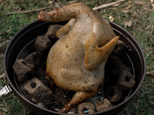 Cover the grill and let it cook for 1.5 hours. Here comes the crispy & juicy chicken.
