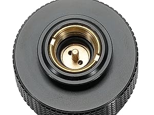 Inlet type (Gas fuel side) Built-in check valve There will be no leakage even when attached to the gas canister.