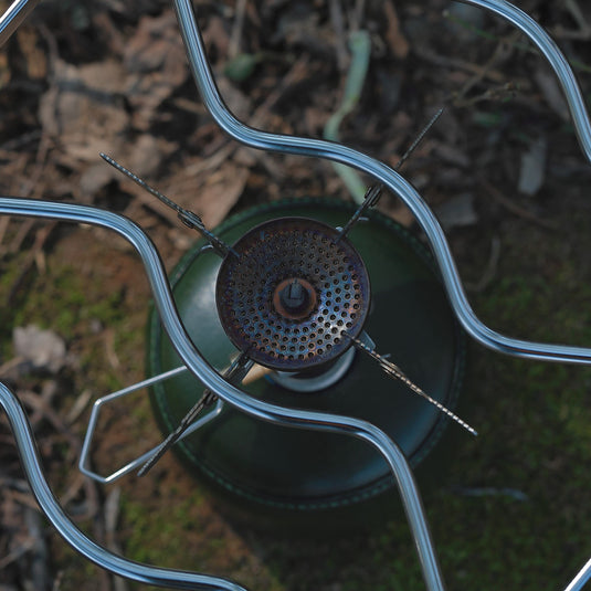 MS-1012 Folding 2-Height Adjustable Campfire Pot Stand - 9.5'' Stainless Steel with Storage Bag