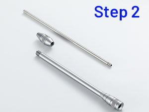 Remove the stainless steel tip pole inside. It also has a screw on one side.