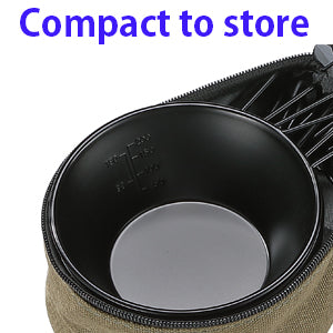 COMPACT & STURDY & HEAT-RESISTING
By stacking Sierra cups on top of each other, they can be stored in storage bag and save space.
CAMPINGMOON sierra cup is made by 304 stainless steel, very sturdy.
You can put this camping sierra cup on fire directly for cooking. CAMPINGMOON sierra cup is very convenient for your camping, backpacking, and other outdoor occasions.
