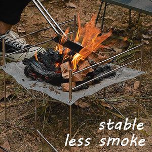 STAINLESS STEEL MATERIAL
The stainless steel fire mesh has good air passage and efficiently sends air to the firewood.
The stainless steel fire mesh is difficult to get rusty and has better durability than chrome iron.