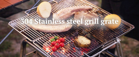 304 stainless steel grate
Food safe grate 304 stainless steel cooking grate, uses thick wire, very sturdy.
