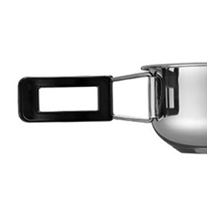 FOLDABLE HANDLE
The frying pan has a wall thickness of 0.6 mm (+0.1 mm from the old one) and is made of stainless steel with a durable folding handle.