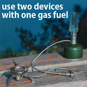 USE TWO DEVICES WITH ONE GAS FUEL
You can use one gas fuel canister for two devices at the same time, because this adapter Z28-60 has two outlets.
Please notice that the outlet of this adapter is EN417 Lindal valve.