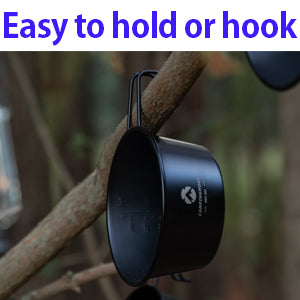 EASY TO HOLD
CAMPINGMOON sierra cup has a handle, which could be hooked on camp rack and easy to hold.