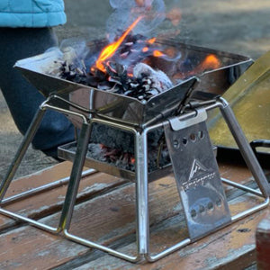 BE USED AS SMALL FIRE PITS
You could remove the top grill and put charcoal or firewood in this small size camping BBQ grill to use it as a mini size fire pit/bonfire.