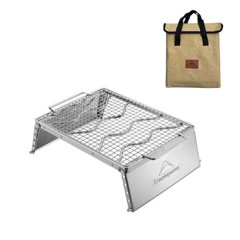 Load image into Gallery viewer, MS -1018-SW Portable Stainless Steel Campfire Grill Grate with Windscreen & Carry Bag
