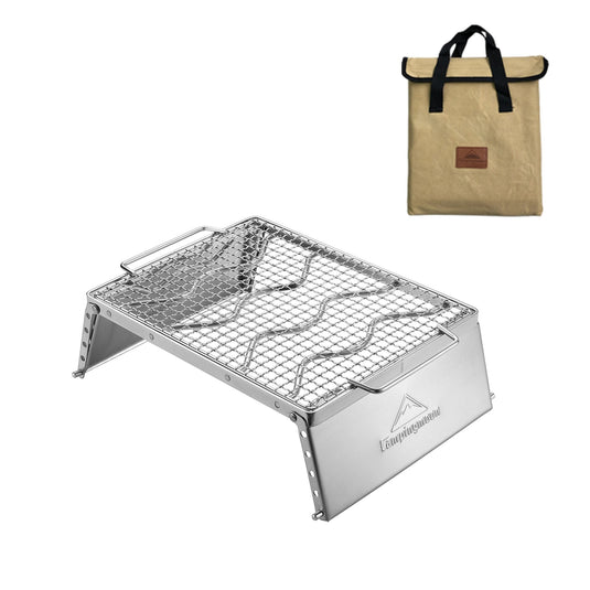 MS -1018-SW Portable Stainless Steel Campfire Grill Grate with Windscreen & Carry Bag