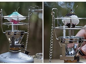 3. Burn-In the Mantle Reattach the glass globe & ventilator. Keep the canister level and screw in vertically. Tilting or overtightening may cause gas leaks or instability.