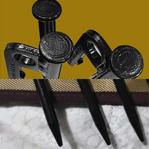 ELLIPTICAL PILLAR SHAPED HEAD & FLAT TIP
Its flat head is an easy striking point which is ideal for driving into the ground.
With not too sharp tip for safe storage and transport, also prevents injury when touch it.