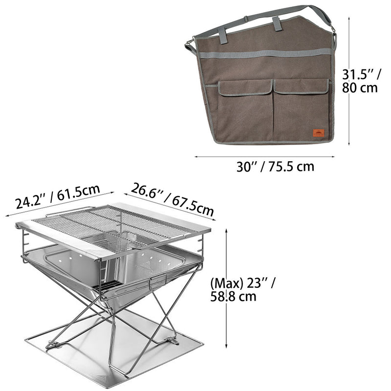 Load image into Gallery viewer, MT-065 Foldable Fire Pit, 24-Inch Heavy-Duty Charcoal Grill with Bag