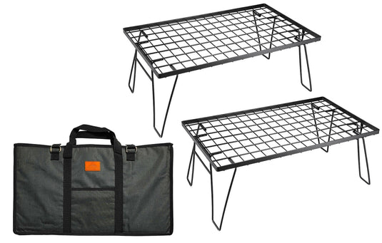 Foldable Multipurpose Stacking Storage Rack, Steel Plating Black T-230