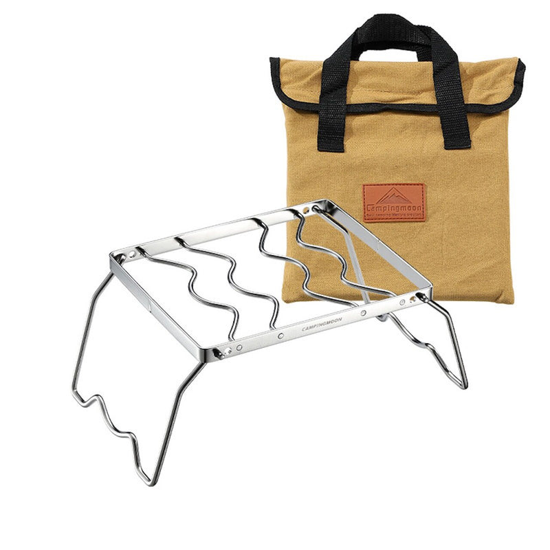 Load image into Gallery viewer, MS-1012 Campfire Trivet Pot Stand Folding 304 Stainless Steel Two Height Adjustable Portable with Storage Bag (9.5’’ L (MS-1012))

