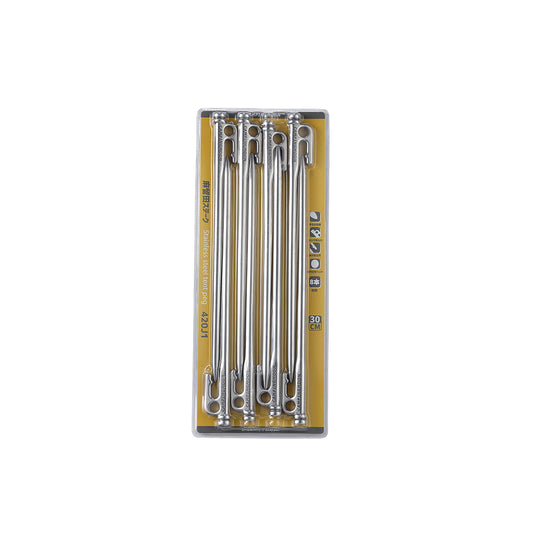 K30-8P Forged Stainless Steel Pegs, HB366-388, Azuruda Stake, 11.8 Inches, 8-Piece