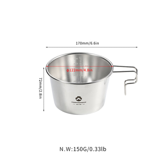 S369 Deep Sierra Cup 600ml, Stainless Steel for Outdoor Camping
