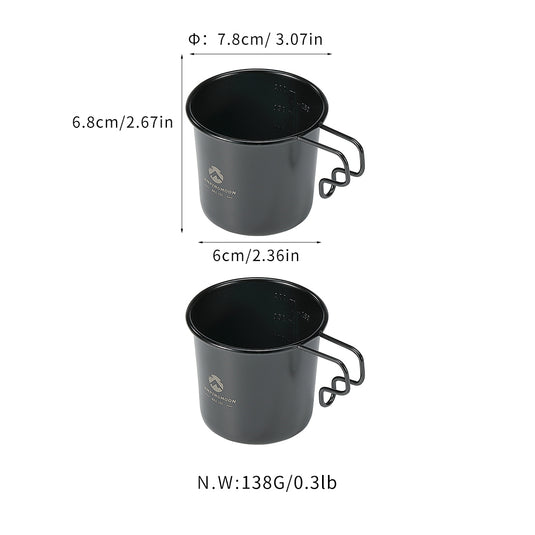 BKS-190-2P 2-Piece 304 Stainless Steel Camping Mug, 7oz (210ml), Black