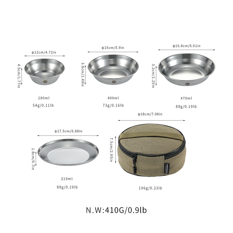 Load image into Gallery viewer, S395 Stainless Steel Camping Plates Set, Dishwasher Safe
