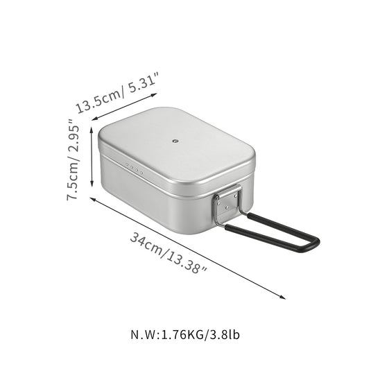S-2013 Extra Thick Mess Tin, Large with Overflow Prevention Groove, Draining Hole, Outdoor Mess kit