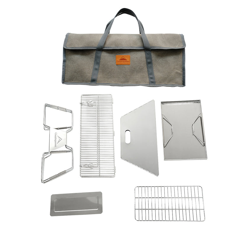 Load image into Gallery viewer, MT-3 Portable Stainless Steel Fire Pit &amp; BBQ Grill with Carrying Bag, Foldable

