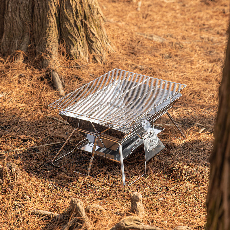 Load image into Gallery viewer, MT-3 Portable Stainless Steel Fire Pit &amp; BBQ Grill with Carrying Bag, Foldable
