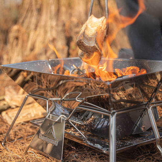 grill für camping CAMPINGMOON Stove Fire Pit BBQ Grill Portable Camping Outdoor Stainless Steel Large MT-3