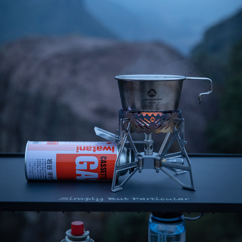 Load image into Gallery viewer, XD-3-NE Butane Camping Stove, Lightweight, Foldable, Pressure Stabilizer, Stainless Steel
