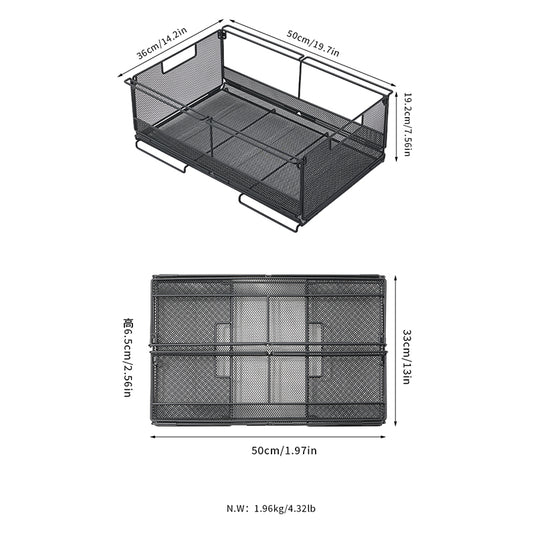 CK-51BK Folding Metal Storage Box | 2-Unit Diamond Mesh Collapsible Storage Crate