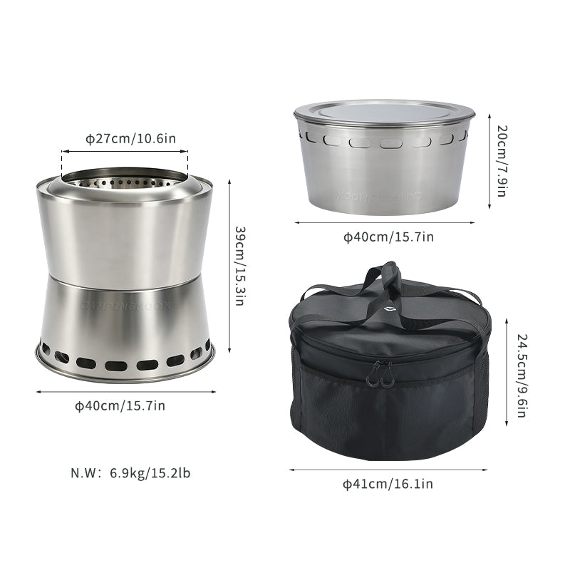Smokeless Portable Wood Burning Stove MF-038 dimensions