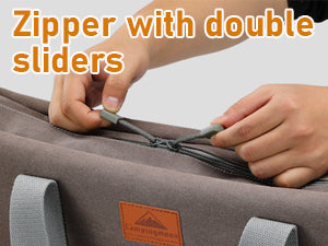 <b>Zipper with double sliders</b>
Zipper for convenient opening and closing, and can prevent dust entering the bag.