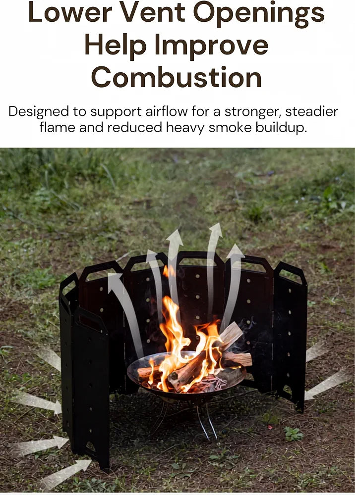 Cargue la imagen en el visor de la galería, CAMPINGMOON Bonfire Reflector Wind Screen Heat Shield Black YD-40
