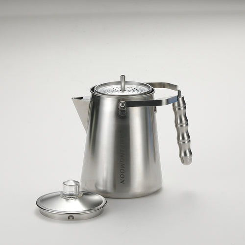 SW-7 Stainless Steel Coffee Percolator Pot 1.5L (8 Cups) – Durable One-Piece Body, Gooseneck Spout & Removable Lid – Perfect for Camping & Outdoor