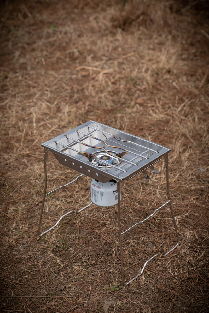 Load image into Gallery viewer, CK-25PG/OD-4 Canister Top Stove Plate Stainless Steel Frame IGT Table Top Gas Burner– Windproof Recessed Design for Camping
