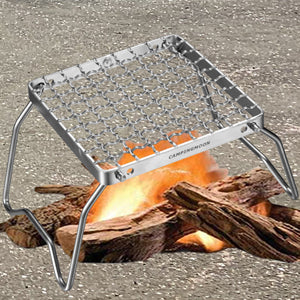 Griglia Per Falò Pieghevole Campingmoon, 304 Acciaio Inox, Antivento, Con Tote Bag, MS-1018, Barbecue Da Campeggio