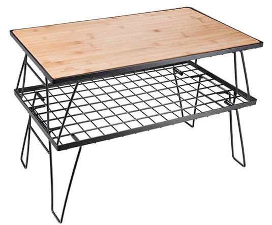 T-230-2TP Black Foldable & Stackable Storage Rack - Multipurpose Steel Shelf