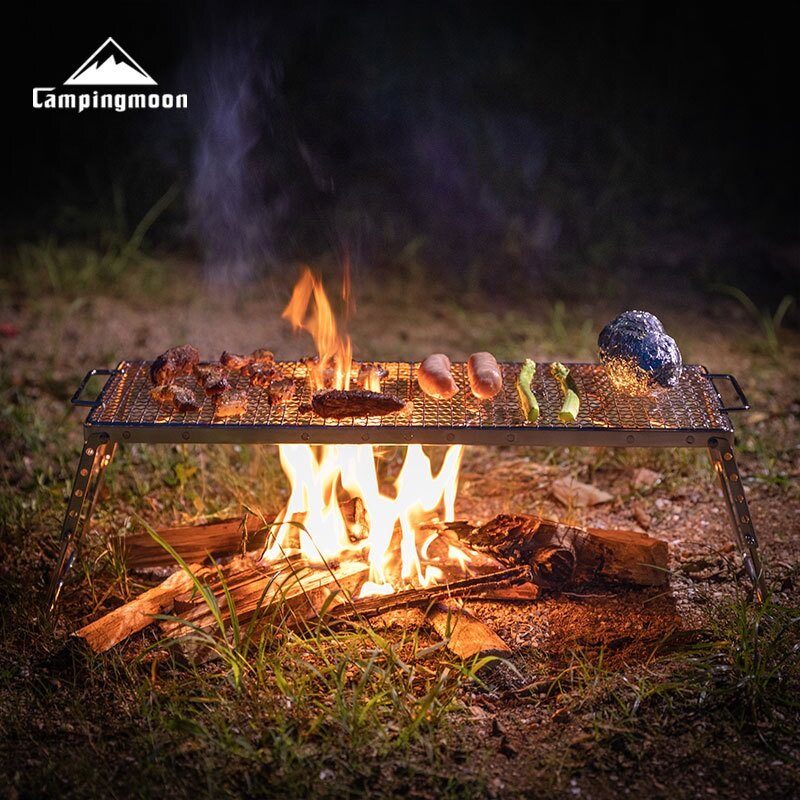 Load image into Gallery viewer, MS-1019 Portable Camping Grill with Windscreen - Stainless Steel &amp; Folding Legs
