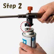 Fix adapter Z11 to the torch for using nozzle type butane gas fuel canister and make sure that the bumps on the adapter are perpendicular to the nozzle.