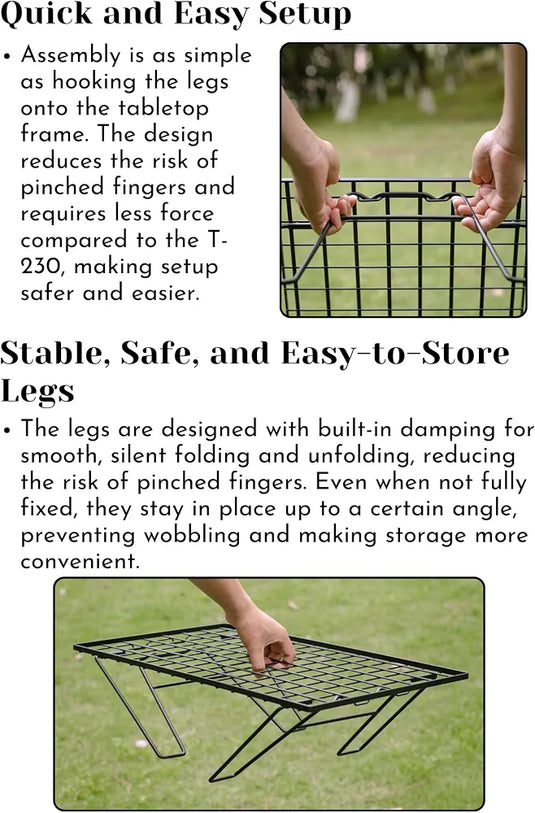 CAMPINGMOON Foldable Camping Mesh Rack Lightweight Portable Camp Storage Shelf Slim Black Steel Frame Outdoor Kitchen Gear Organizer T-235, 23.6 x 13.8 x 9.1 in, 4.0 lb, 66 lb Load Capacity