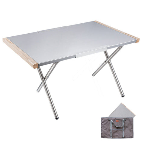 T-370 Camping Side Table Heat-Resisting Stainless Steel Embossing Process for Outdoor Table Top Grill with Carrying Bag