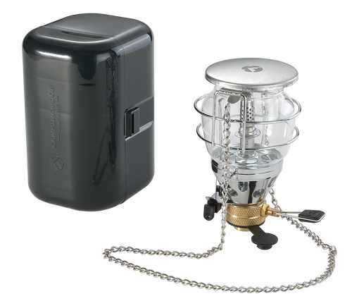 T-4 Mini Gas Camping Lantern with Hanging Chain & Hard Case – 80W Equivalent Brightness, Adjustable Dial, Outdoor Portable Butane Lamp for Hiking, Backpacking