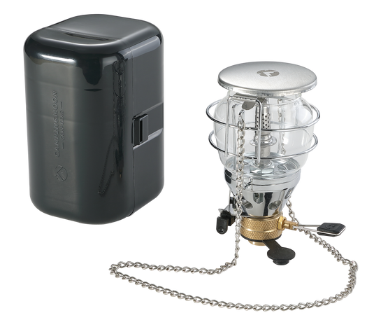 T-4 Mini Gas Camping Lantern with Hanging Chain & Hard Case – 80W Equivalent Brightness, Adjustable Dial, Outdoor Portable Butane Lamp for Hiking, Backpacking