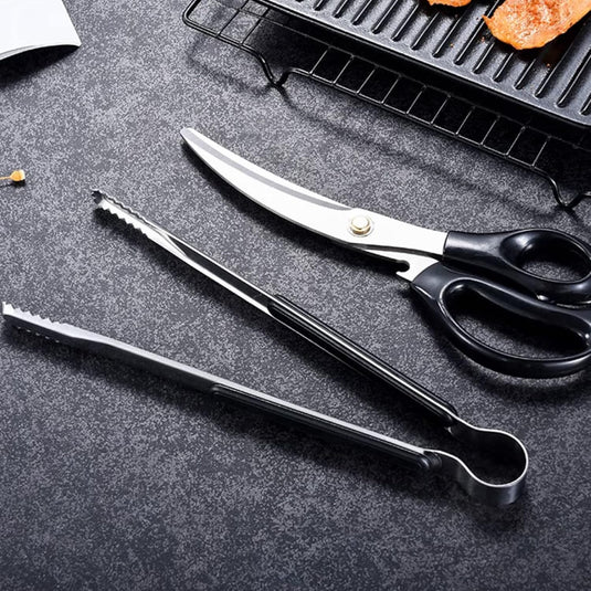 SJ10 Stainless Steel BBQ Tongs for Camping & Tabletop Grills