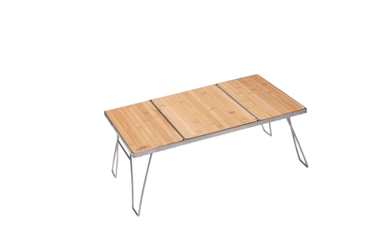 CK-1-CP Camping IGT Grill Table Foldable w/Bamboo Top Plate Stainless Steel