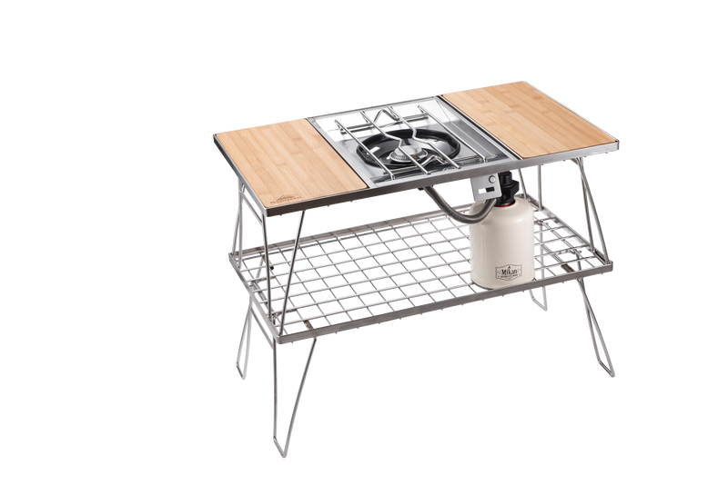 Load image into Gallery viewer, CK-2 Camping IGT Grill Table Foldable w/Storage Bag Stainless Steel Double-tier
