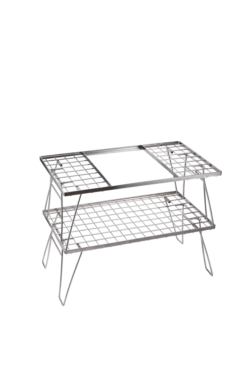 Load image into Gallery viewer, CK-2 Camping IGT Grill Table Foldable w/Storage Bag Stainless Steel Double-tier
