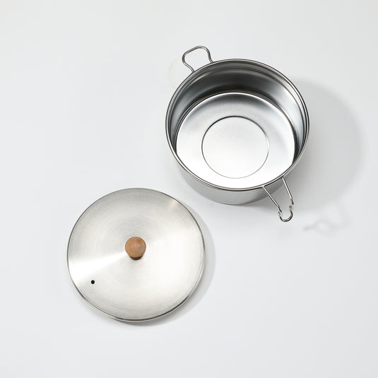 S371 304 Stainless Steel Camping Pot With Steamer Basket