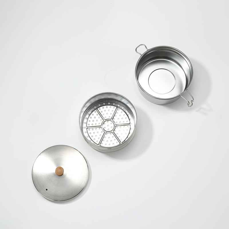 Cargue la imagen en el visor de la galería, S371 304 Stainless Steel Camping Pot With Steamer Basket
